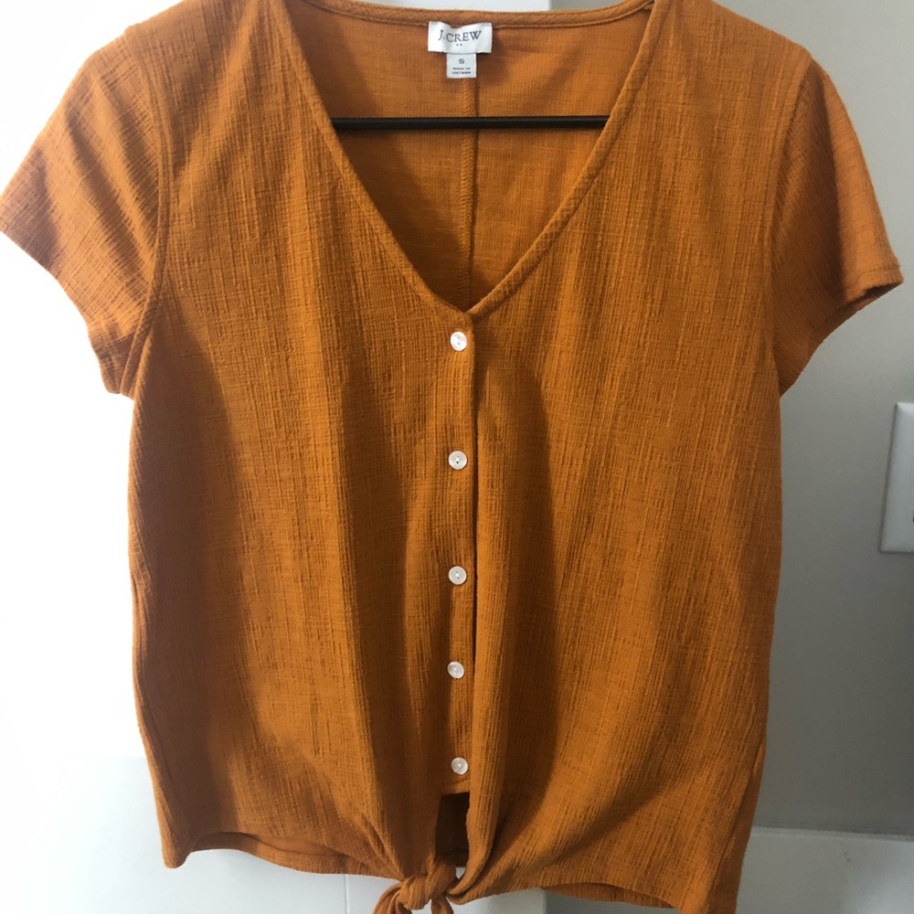 JCrew tie front blouse - mustard, size small